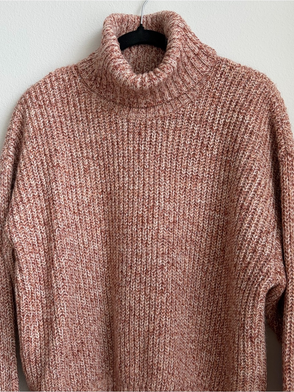 Relaxed Marled Turtleneck Sweater in Dusty Rose Future Collective Large